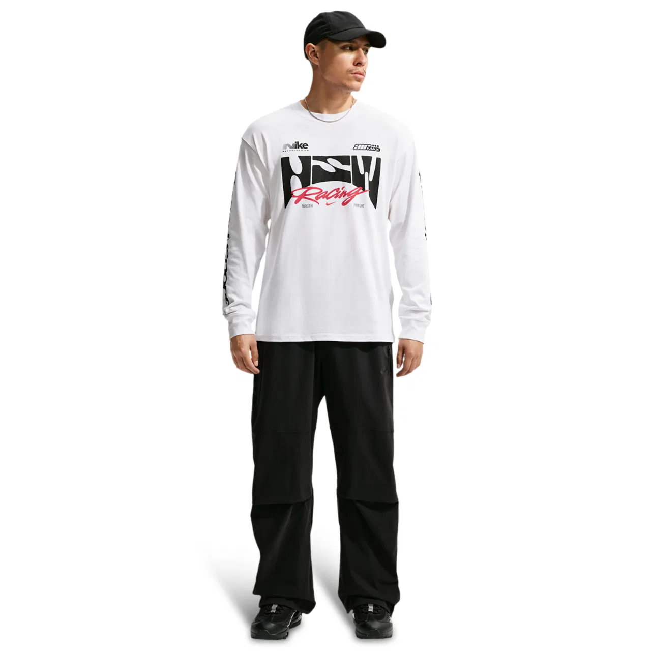 Мужская футболка с длинным рукавом с принтом Nike NSW Loose LS Swoosh Speed Tee, White — фото 4
