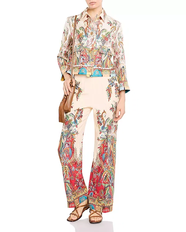 Женские брюки с принтом Etro, Printed White — фото 2