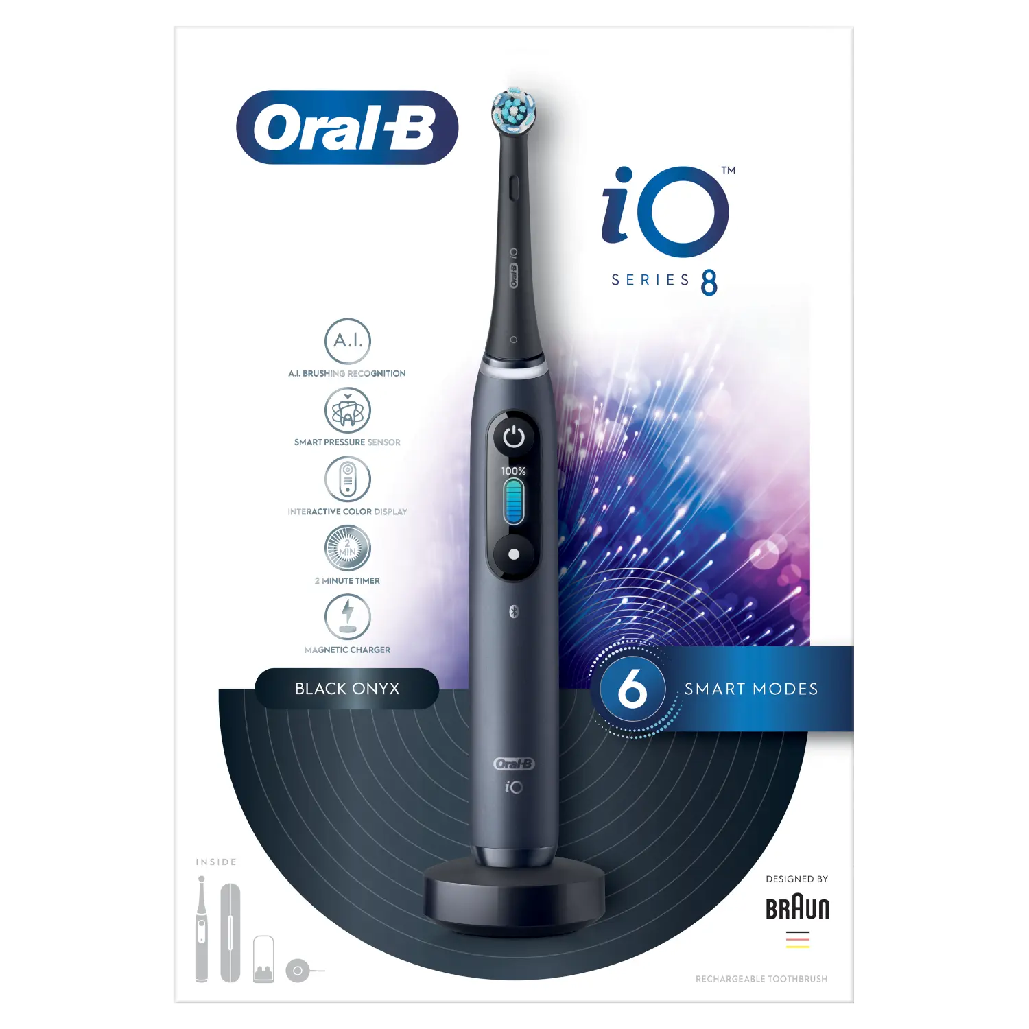 

Oral-B IO 8 Black магнитная зубная щетка для чистки зубов, 1 упаковка