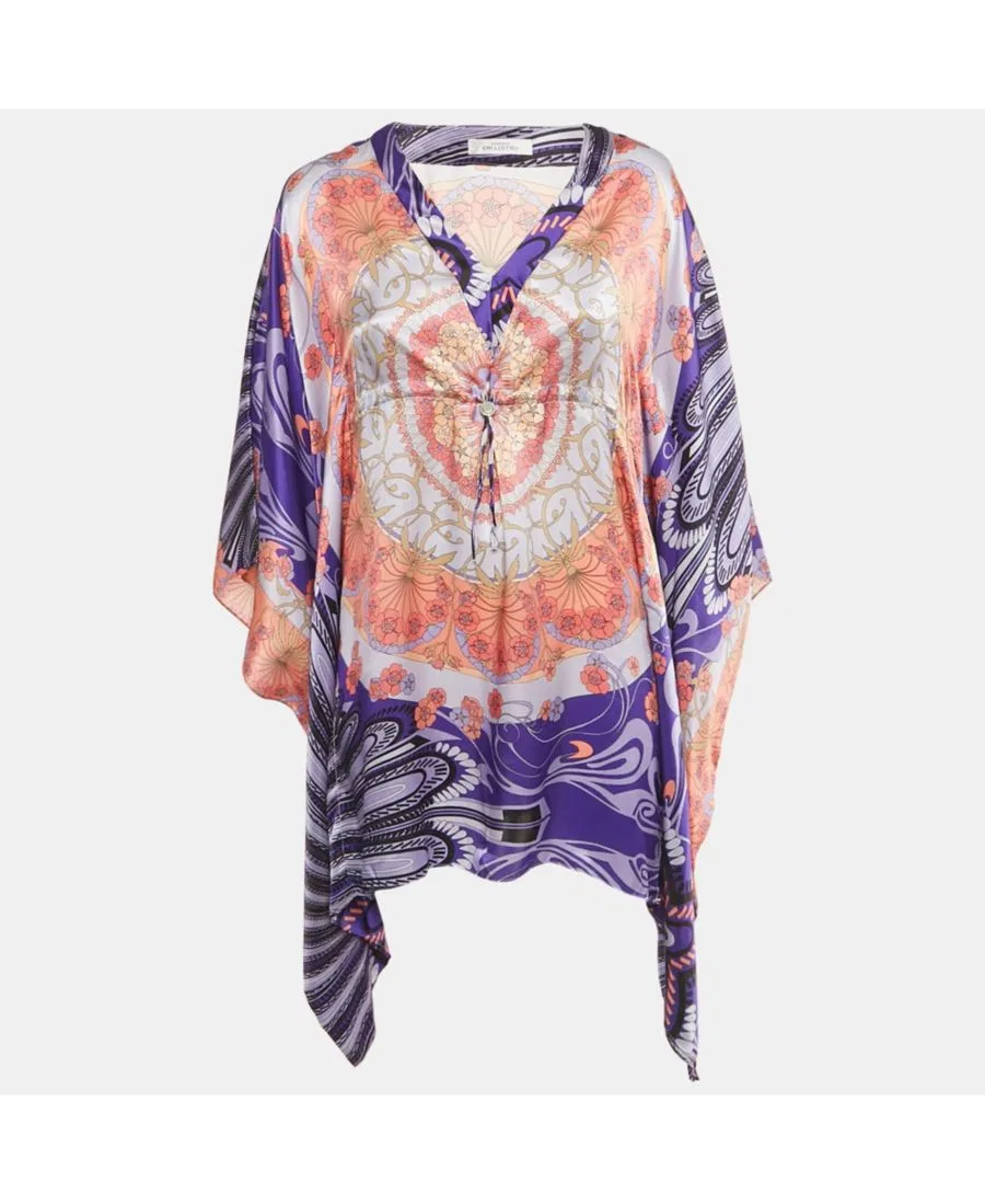 Женское платье-туника из шелка с принтом Multicolor Silk Kaftan Tunic Versace, No Color