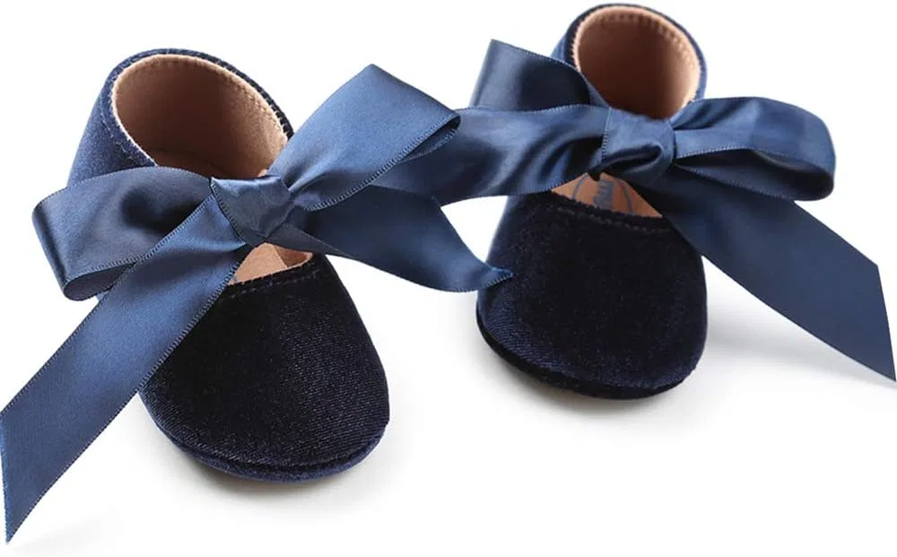 Детские туфли Мэри Джейн для девочек с бантом RVROVIC, Navy Blue