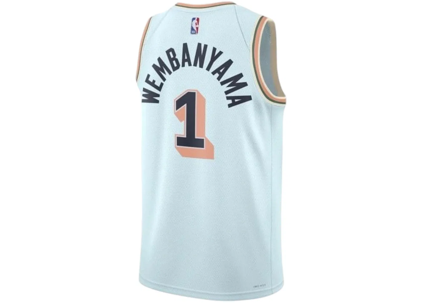 Мужская джерси с длинным рукавом Nike NBA San Antonio Spurs Victor Wembanyama 1 2024-25 City Edition Swingman Jersey, Celestine Blue — фото 2