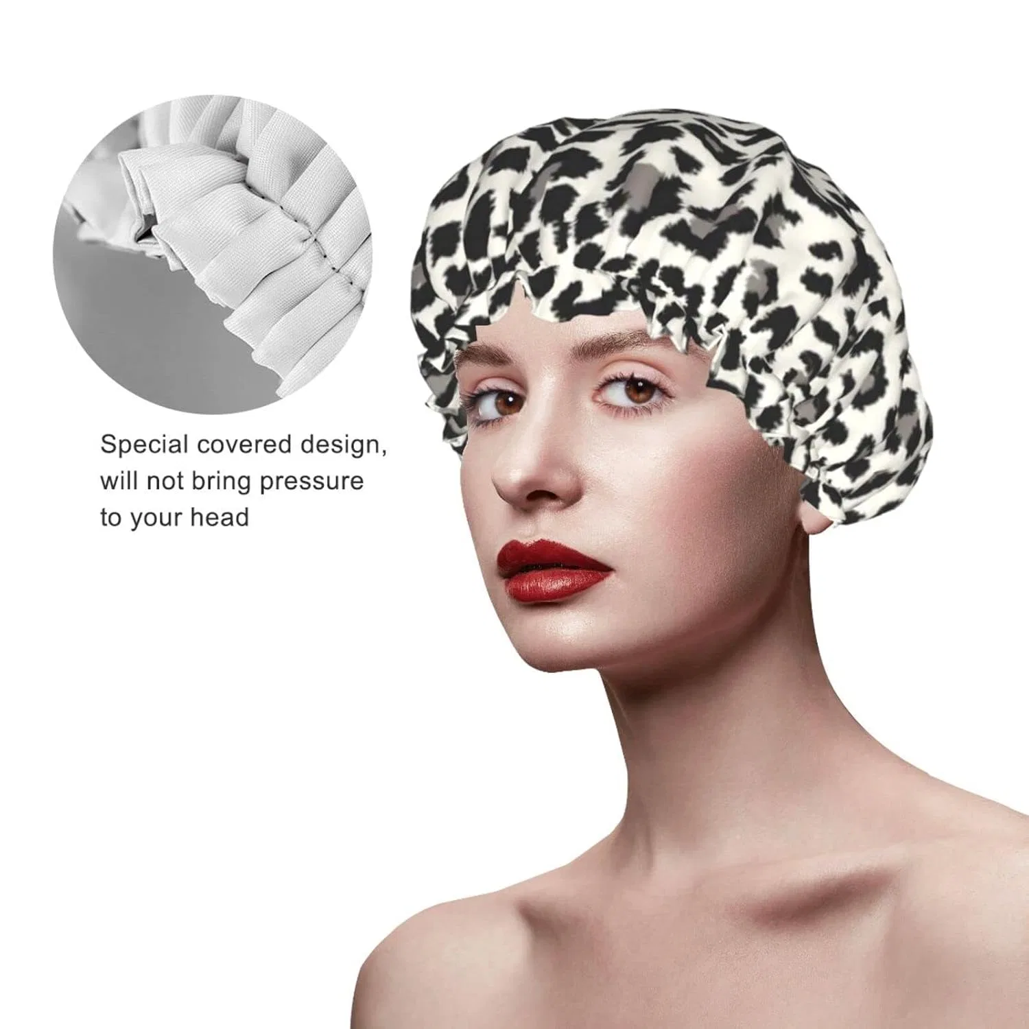 Шапочка для душа с леопардовым принтом JBYJBX, 27 см, Leoparden-Print — фото 4