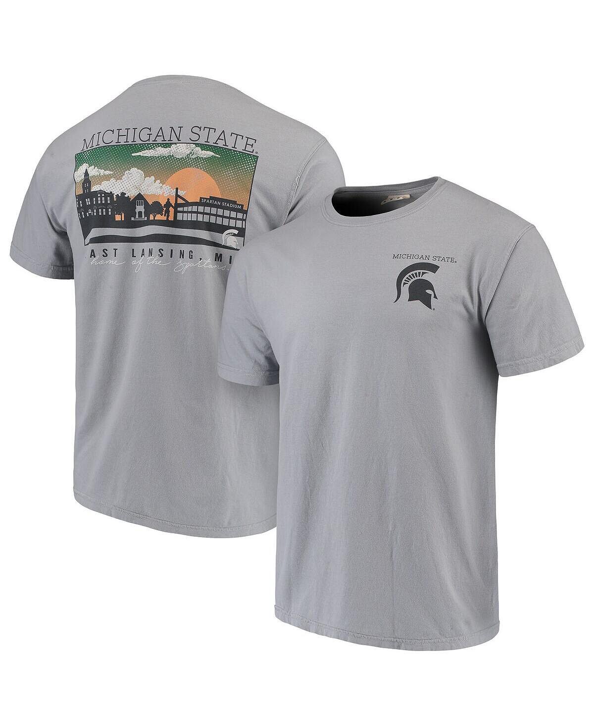 

Мужская серая футболка michigan state spartans comfort colours campus scenery Image One, серый