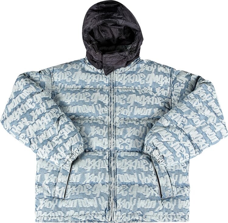 

Пуховик Supreme Fat Tip Jacquard Denim Puffer Jacket 'Blue', синий