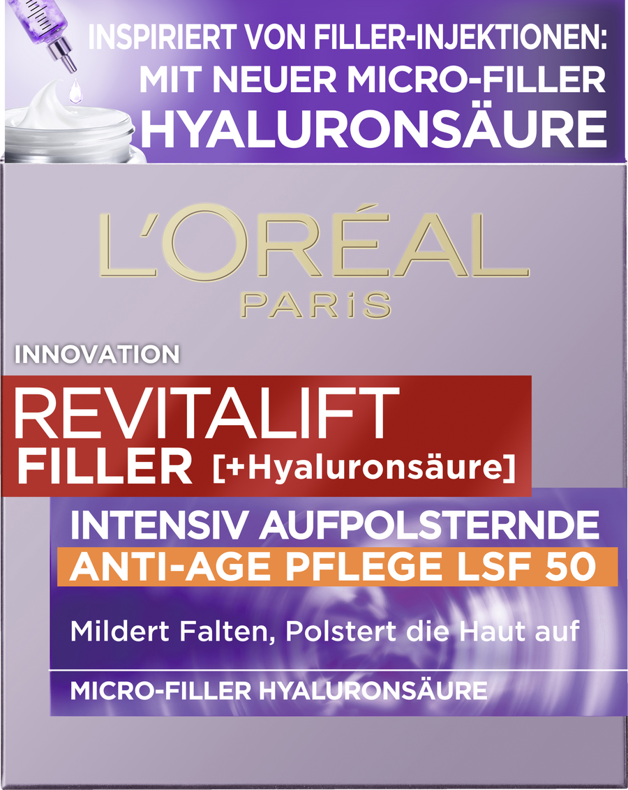 

Дневной крем L’Oréal Paris Revitalift Filler [+Hyaluronsäure] Intensiv Aufpolsternde Anti-Age Pflege LSF 50