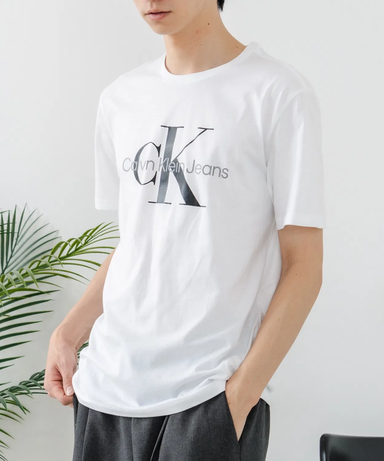 Унисекс футболка с коротким рукавом и монограммой Calvin Klein, Белый