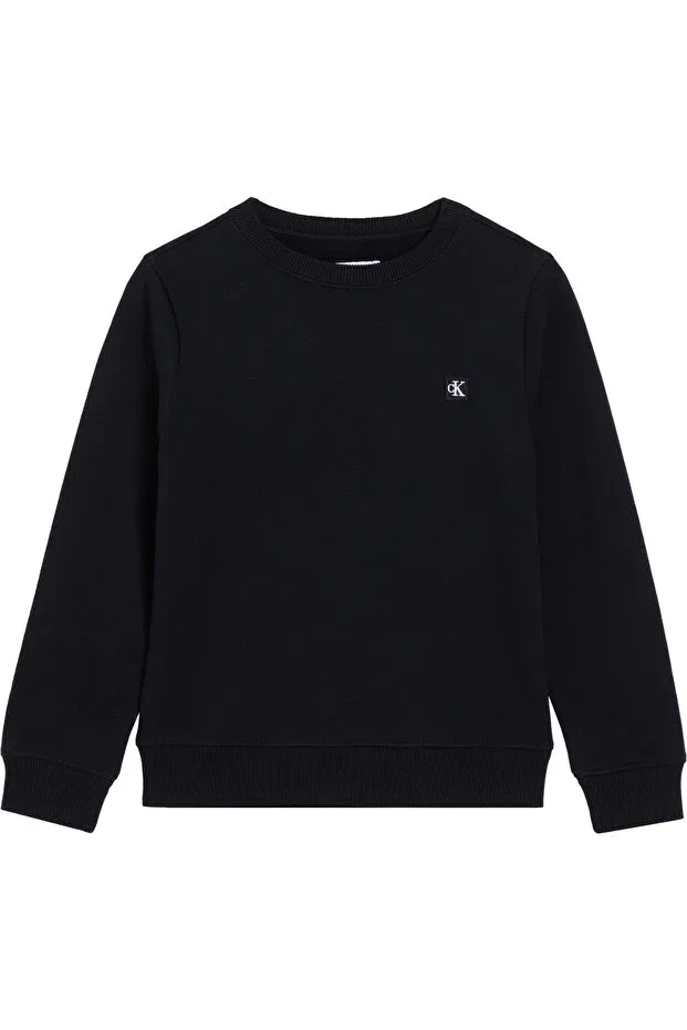 Детские свитшот для девочек хлопковый Mini Badge Regular Cn Black Kids Calvin Klein, Black