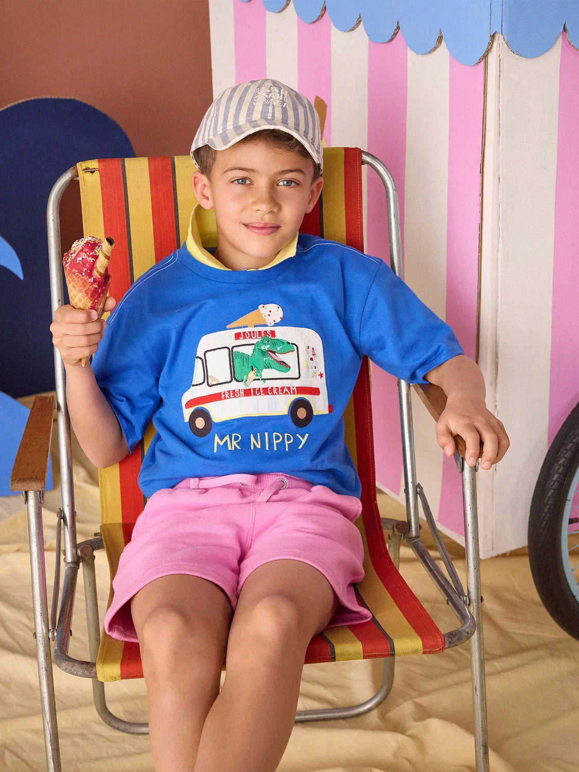 Футболка Joules Archie с аппликацией, синяя