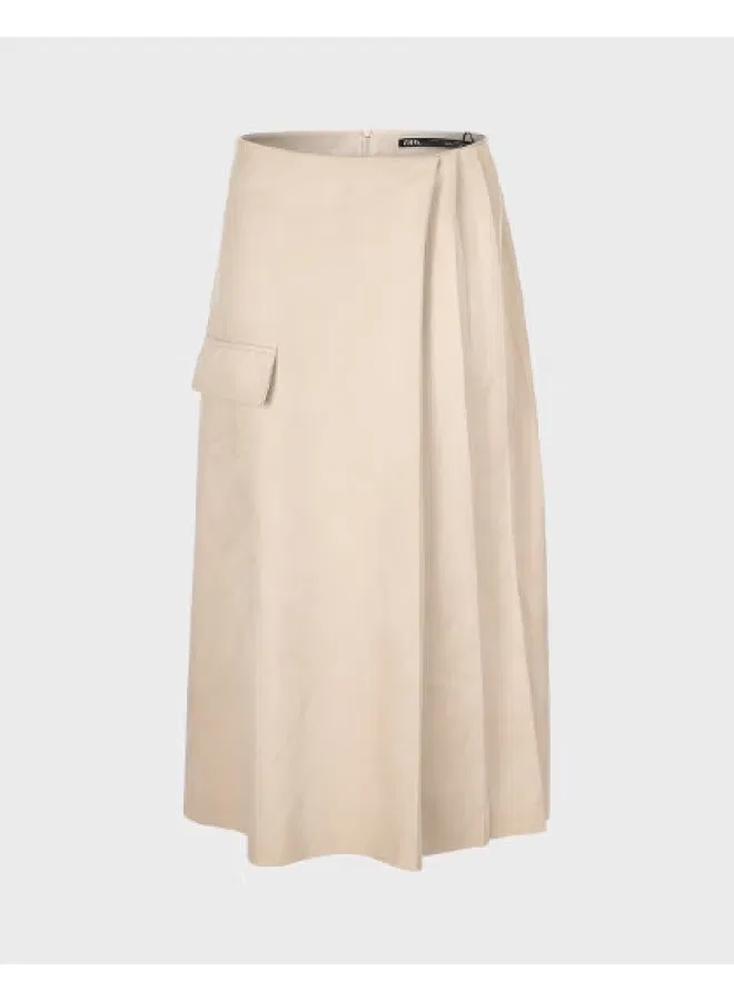 Юбка плиссированная A-line миди Zara, абрикосовый