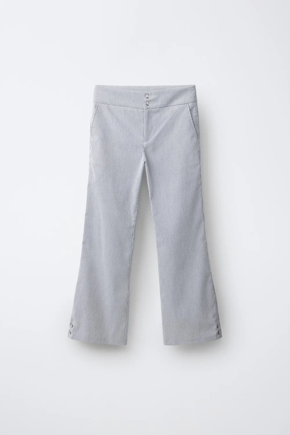 Полосатые расклешенные брюки ZARA, Navy/White