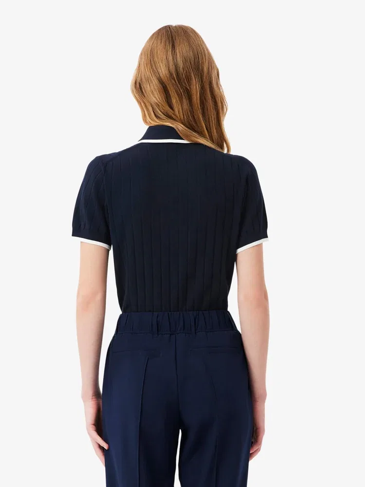Свитер поло LACOSTE Navy, Классический стиль, Темно-синий — фото 3