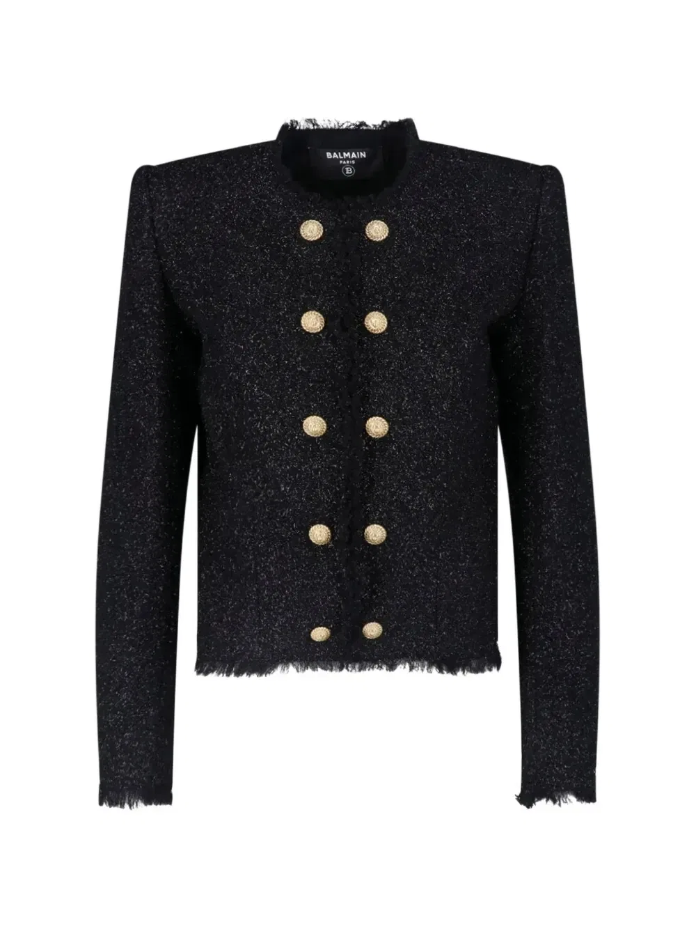 Твидовый жакет с пуговицами-львами Balmain, черный
