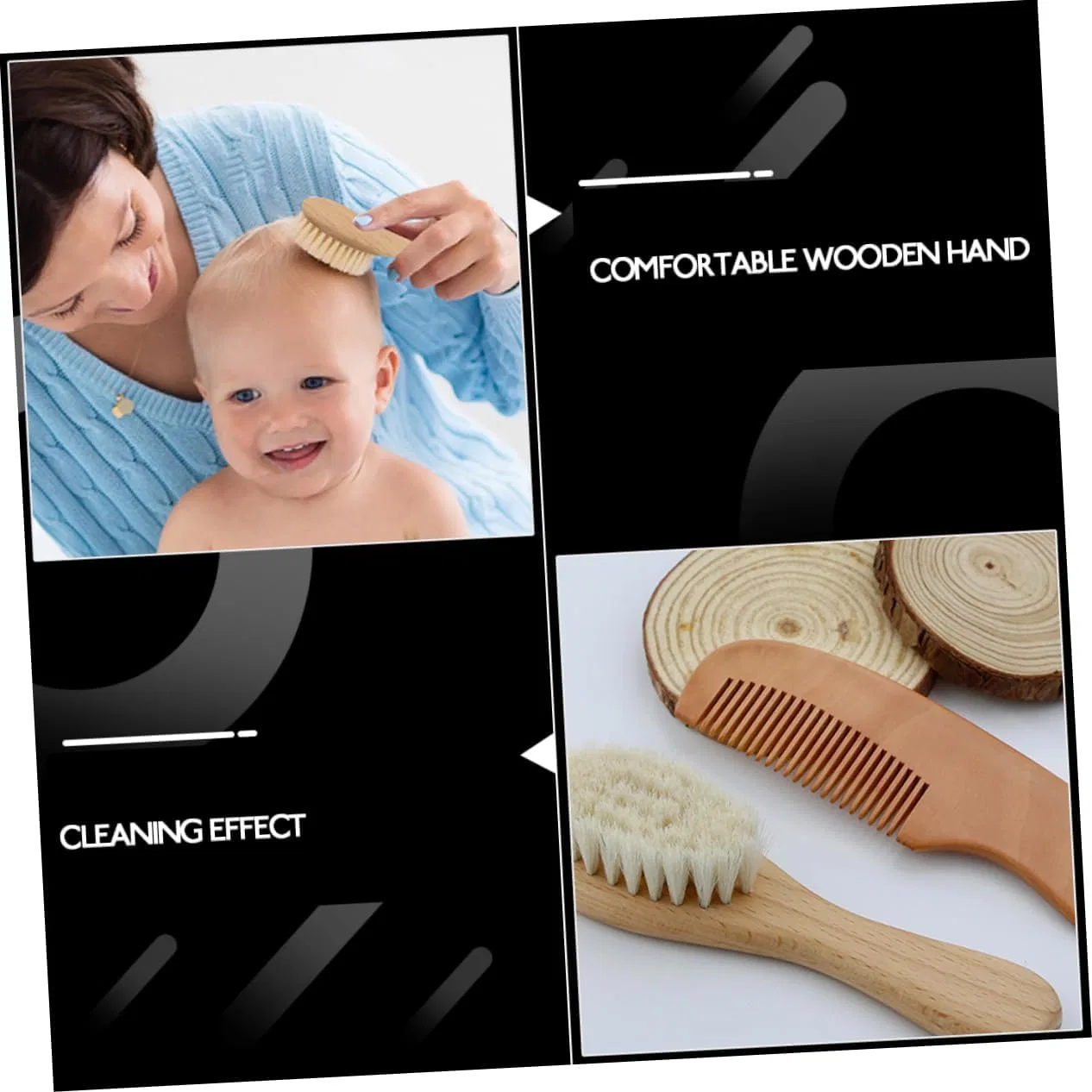 Набор для купания Baby Shower Brush, 3 щетки и 3 расчески, FRCOLOR, Khaki — фото 2