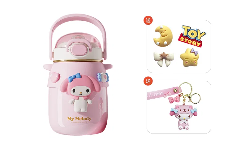 Детский термос-кружка 700 мл с принтом Melody Pink + 3D Sticker Random *4 + Doll Pendant Sanrio