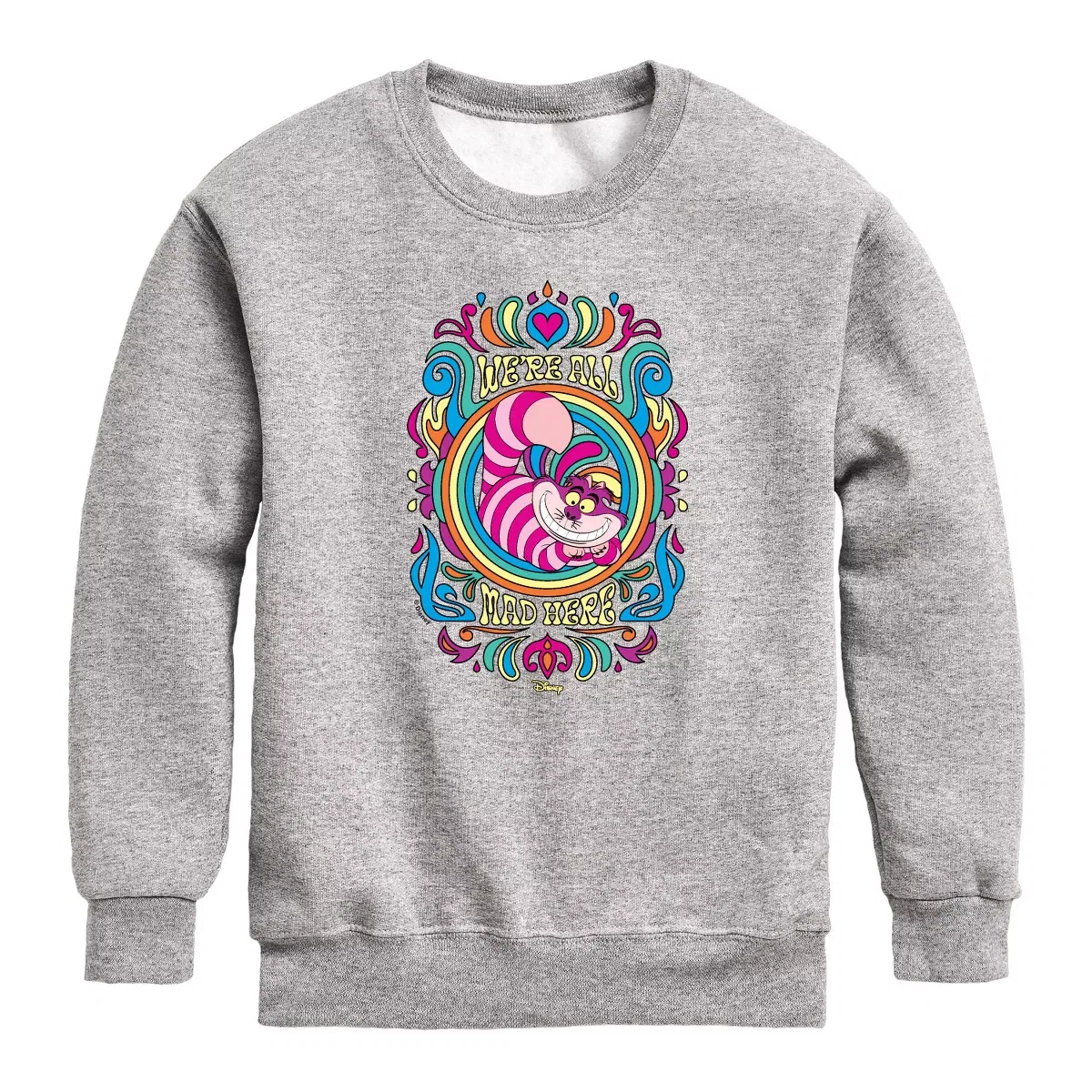 Детский свитшот с принтом We're All Mad Here Alice in Wonderland, Athletic Heather