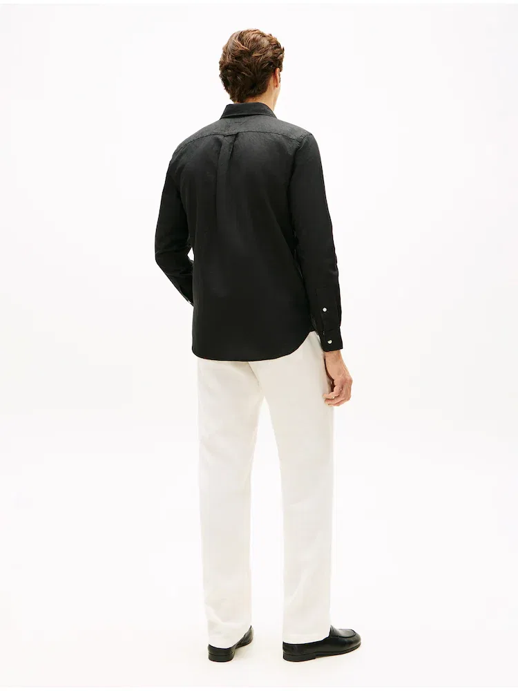 Рубашка свободного кроя из смесового льна, Regula fit TOMMY HILFIGER, Black — фото 3