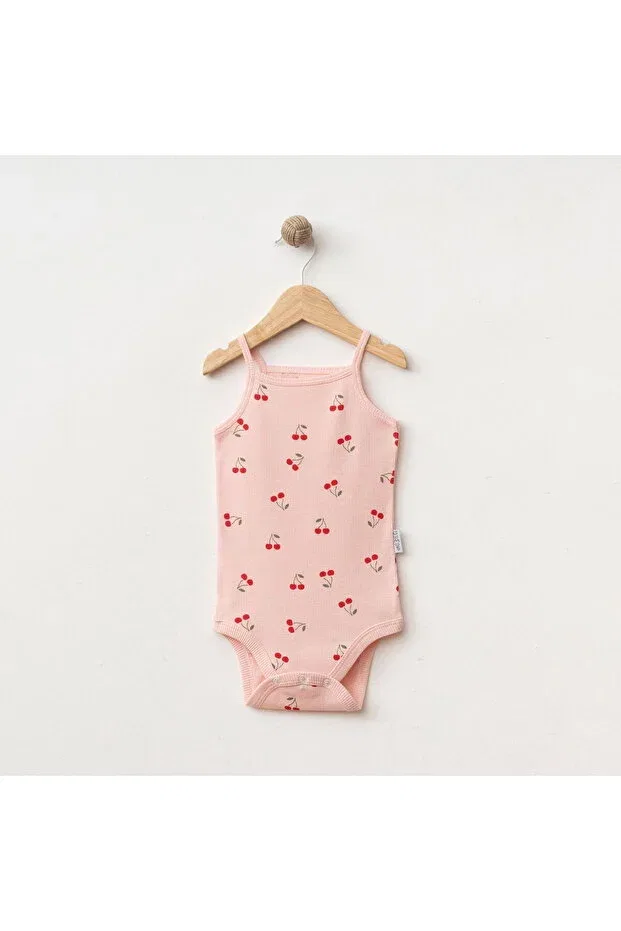 Детское боди для девочек с принтом Kiraz Gümüş Baby Kids, Ekru-Somon — фото 3