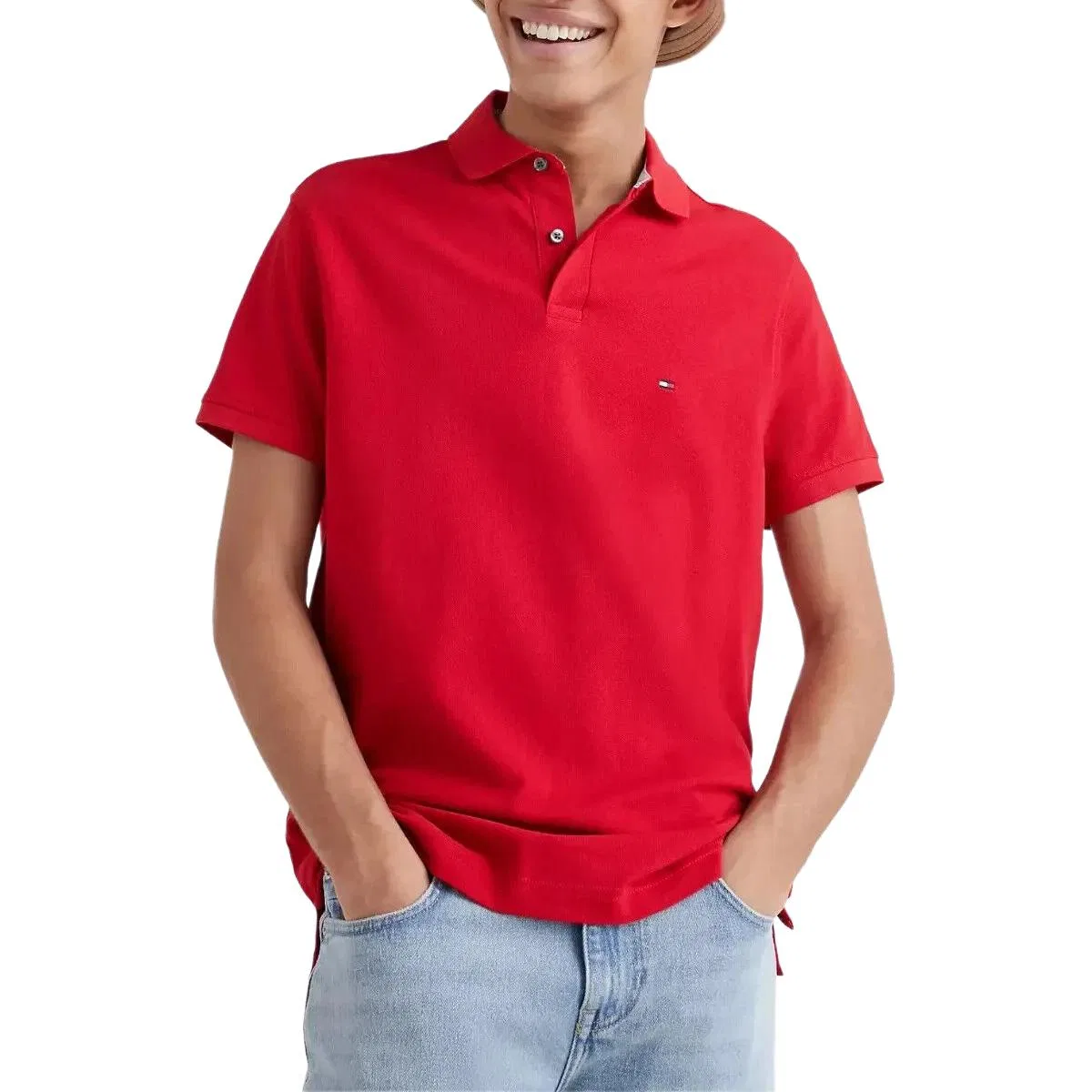 Поло мужское красное Tommy Hilfiger — фото 4