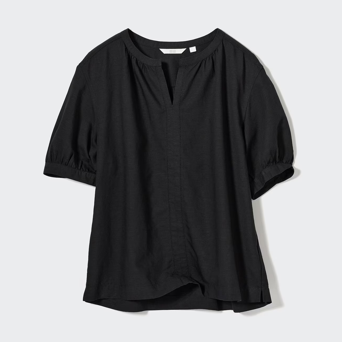 

Блузка льняная Uniqlo с короткими рукавами, черный