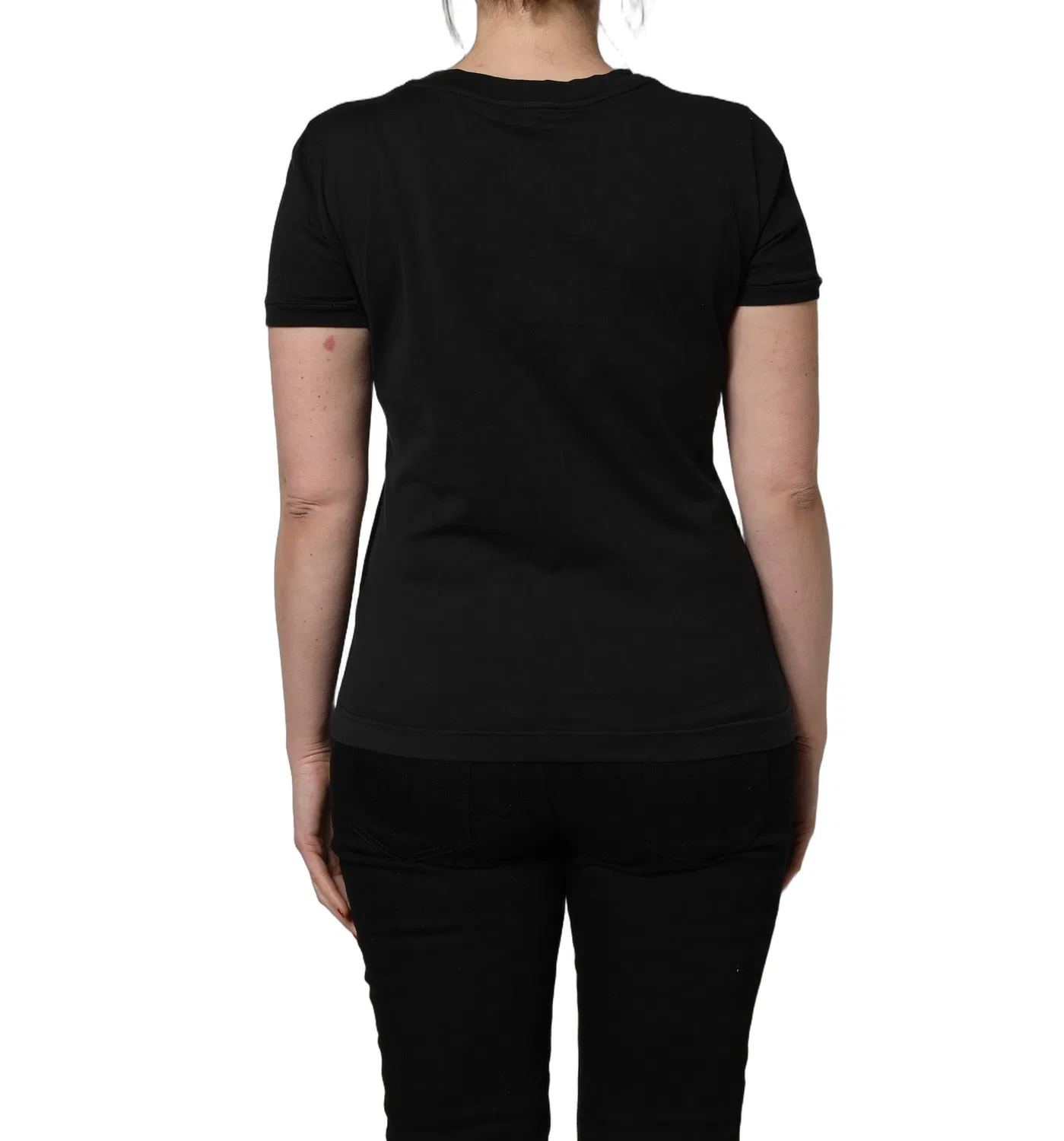 Женская футболка с коротким рукавом и вышитым логотипом Dolce & Gabbana, Black