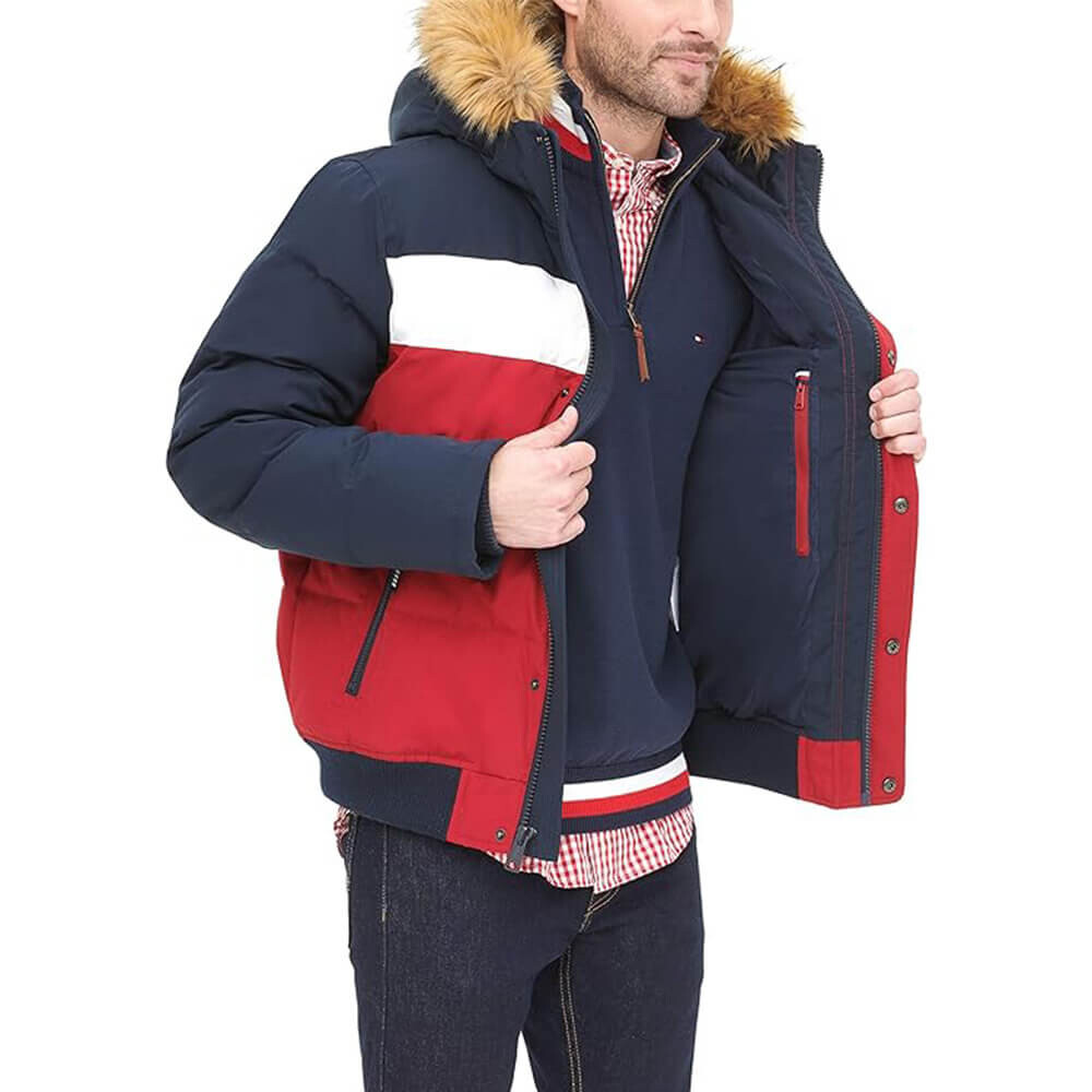 Пуховик Tommy Hilfiger Arctic Cloth Quilted Snorkel, темно-синий/белый/красный — фото 4