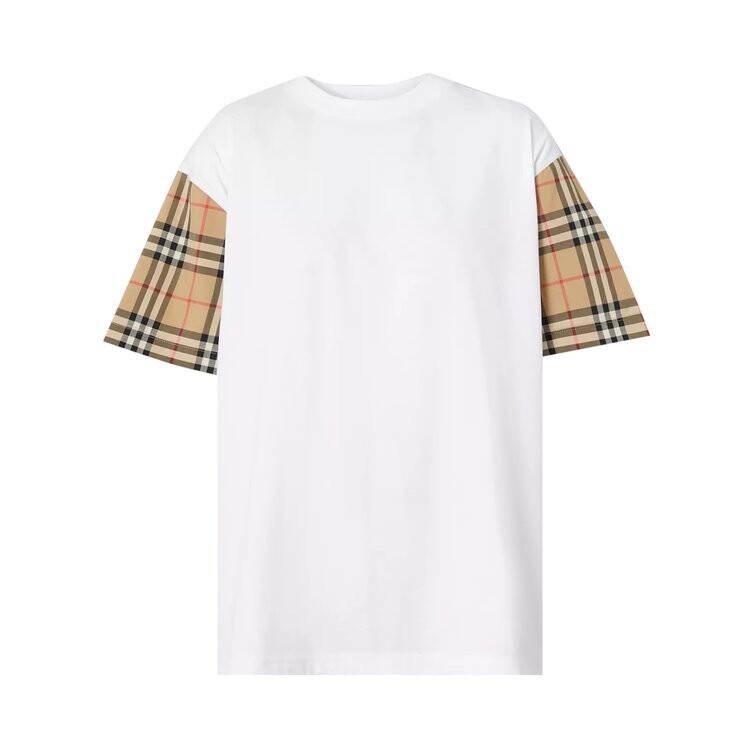 

Футболка Burberry Vintage Check Sleeve Oversized T-Shirt 'White', белый