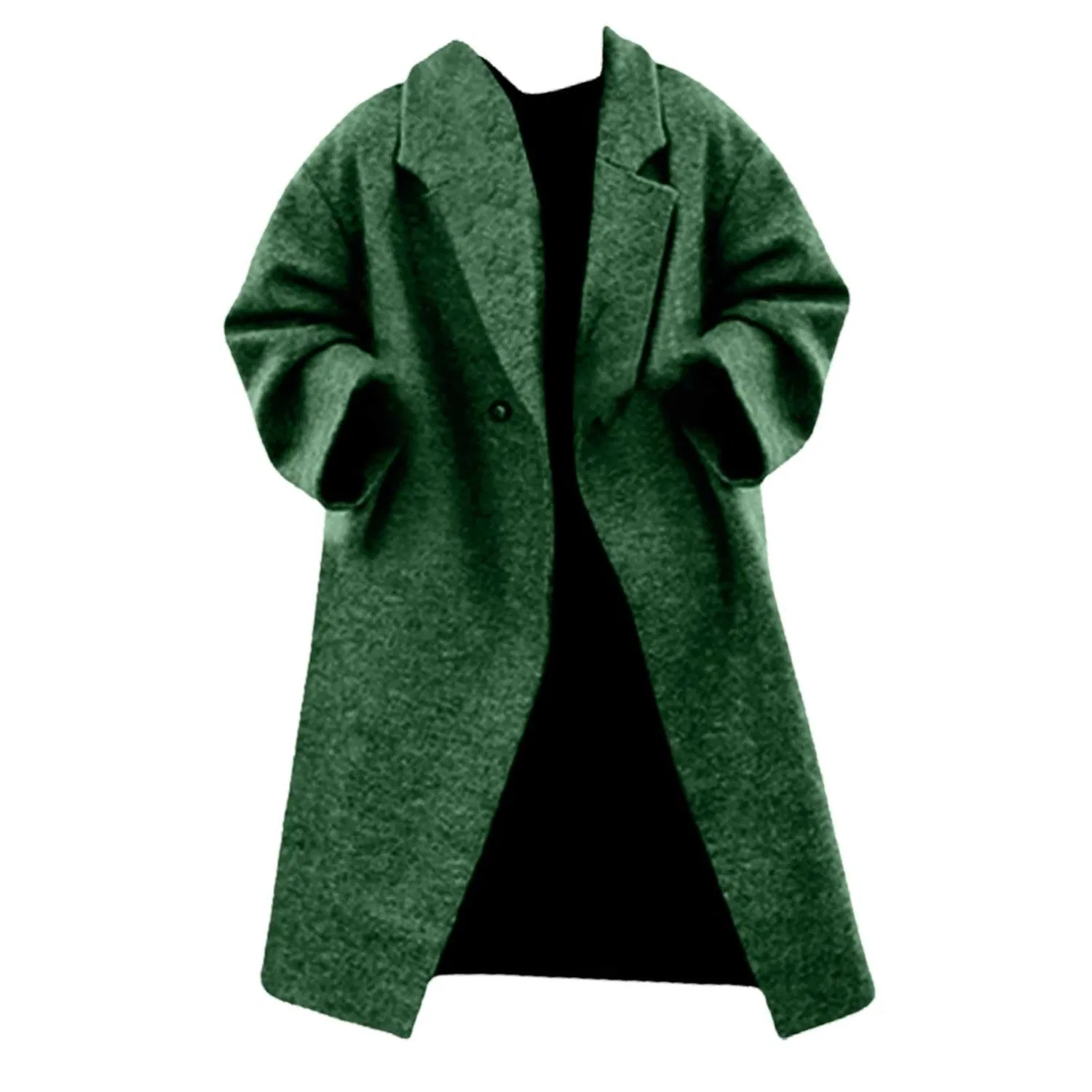 Женское зимнее пальто с длинным рукавом, флисовое, элегантное, green