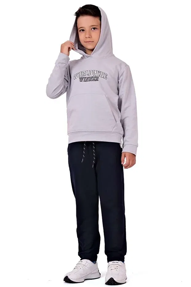 Детский спортивный костюм с вышивкой кенгуру Minikadam, Light Gray