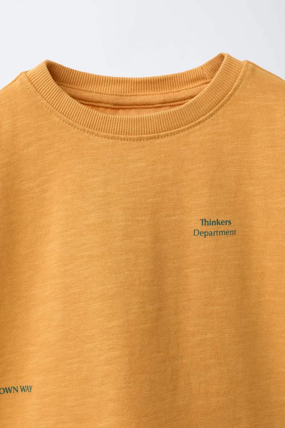 Футболка с принтом слогана ZARA, Mustard — фото 3