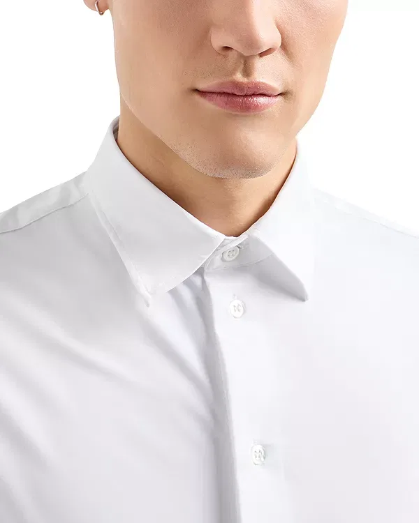 Мужская рубашка из стрейч-ткани Emporio Armani, Brilliant White — фото 4
