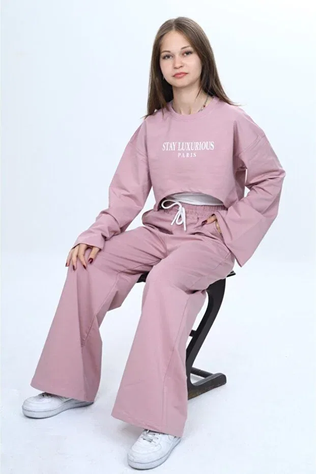 Детский спортивный комплект для девочек хлопковый 3 предмета Asortik Kids, Powder Pink — фото 3