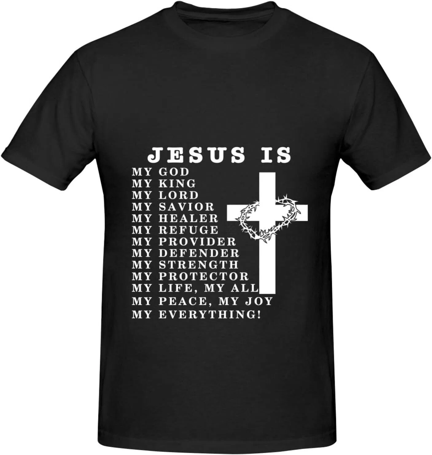 Мужская футболка с принтом Letter Print Generic, Jesus is My God My King My Lord My Savior White
