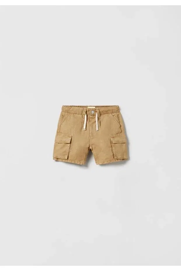 Детские шорты для девочек льняные карго Daisydolly, Tan Color