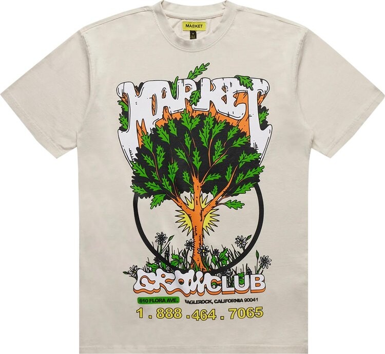 

Футболка Market Growclub Tee 'Cloud', кремовый, Бежевый, Футболка Market Growclub Tee 'Cloud', кремовый
