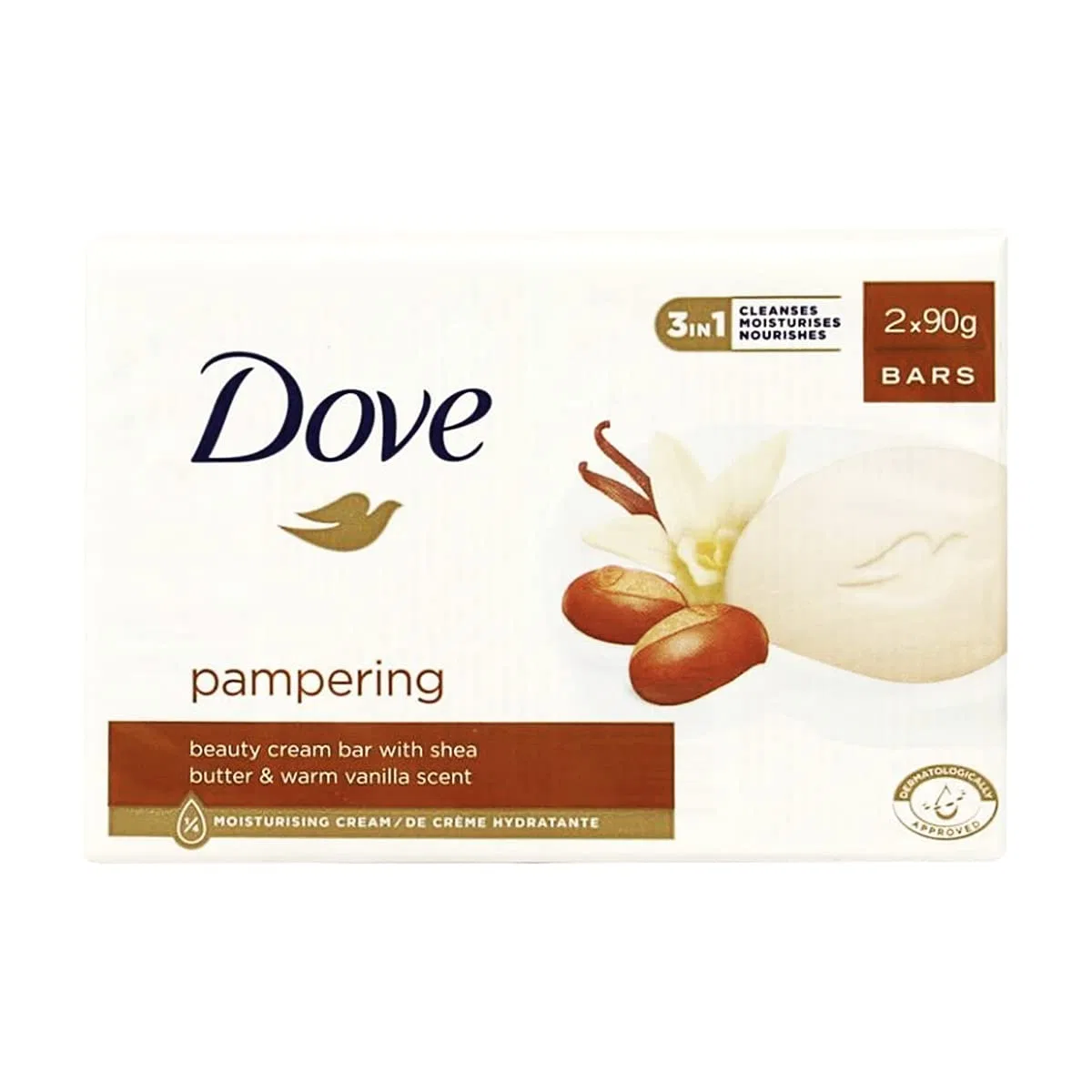 Мыло туалетное с маслом ши и ароматом ванили, набор 2 шт, 180 г, Dove, White Ipershop Express