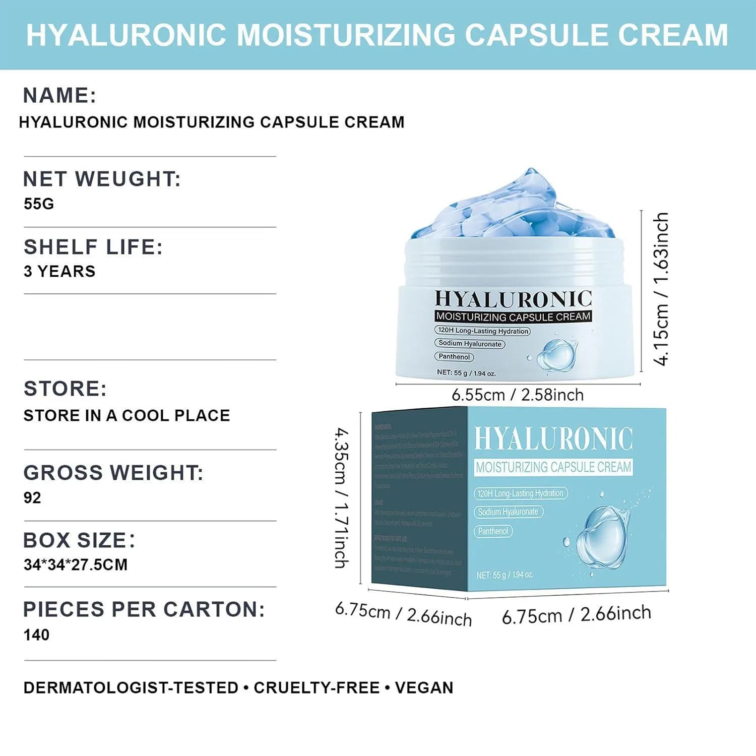Увлажняющий крем для лица, Generisch, 55 г — фото 2