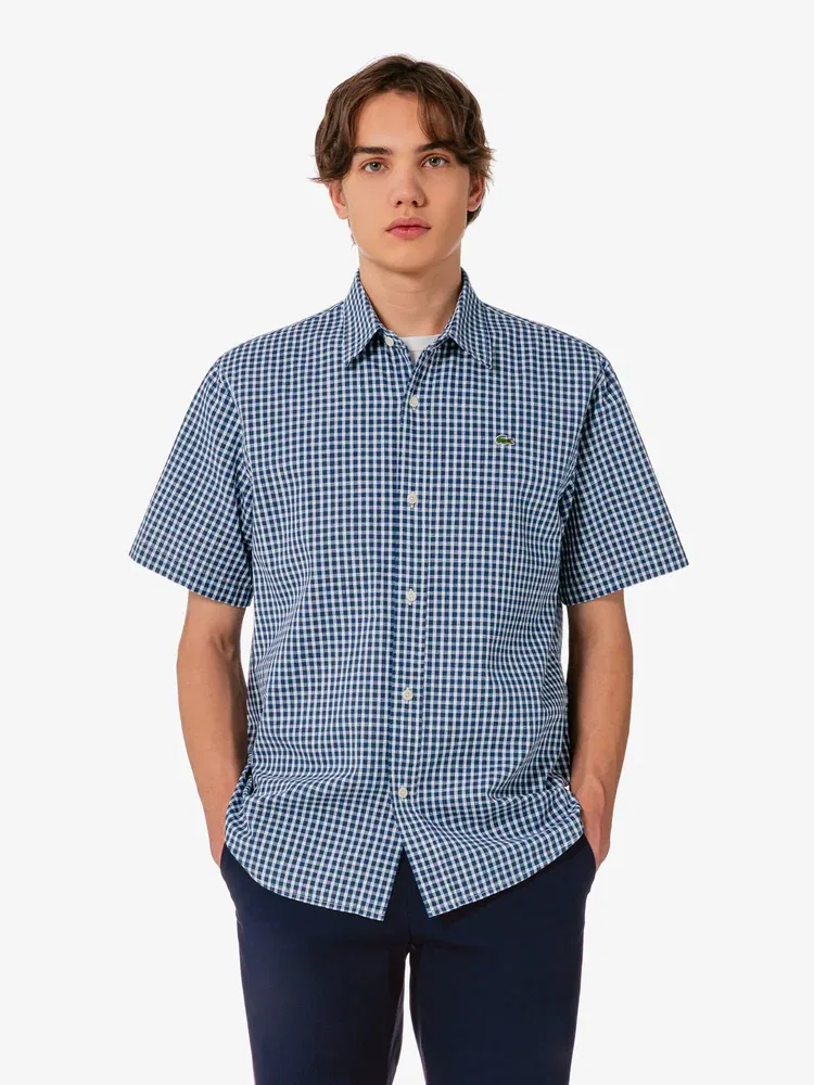 Рубашка с коротким рукавом Chambray LACOSTE, Navy — фото 4