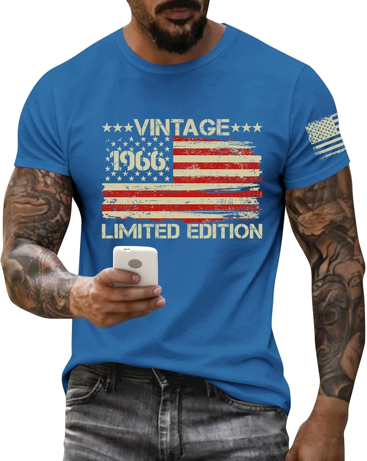 Мужская футболка с патриотическим принтом America 250th Anniversary, Blue