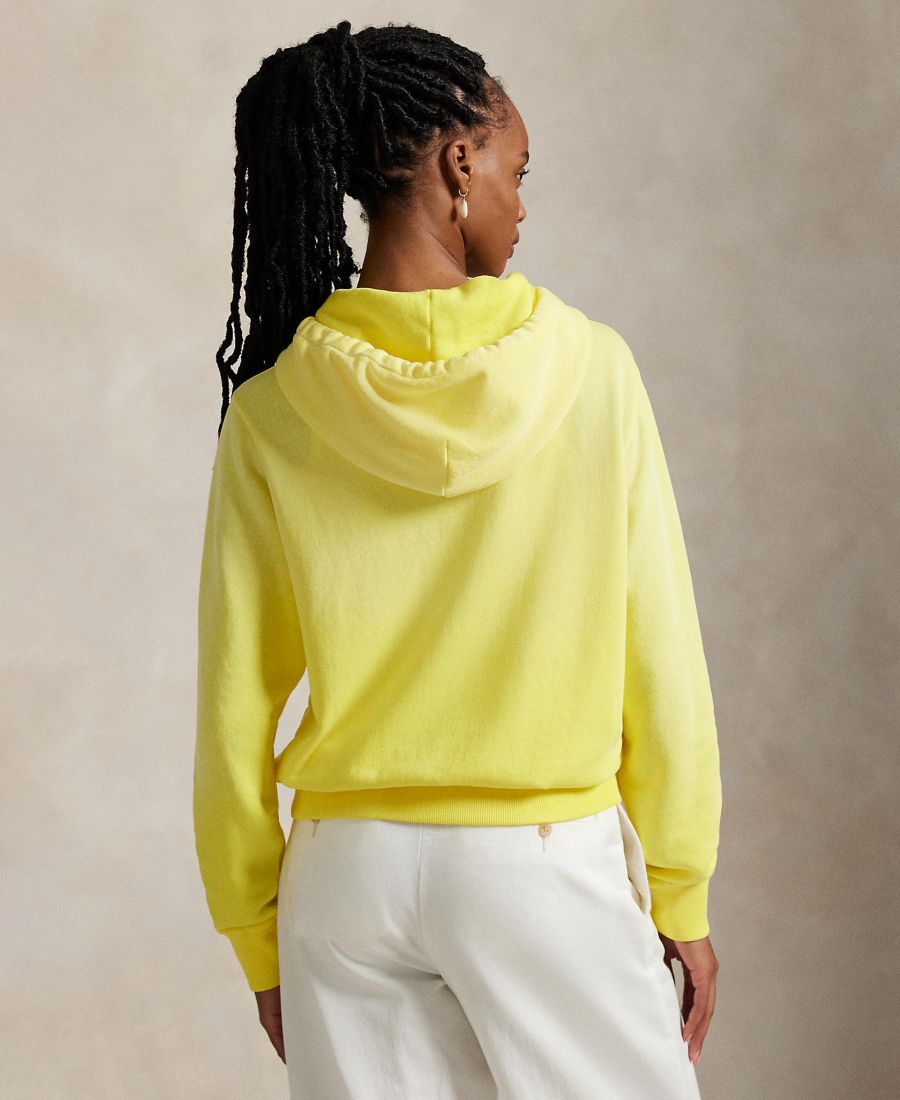 Женская легкая флисовая толстовка с капюшоном на молнии Polo Ralph Lauren, Active Yellow — фото 4