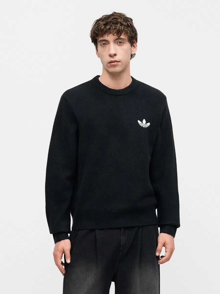 Свитер ADIDAS ORIGINALS 'Trefoil Essentials' черного цвета — фото 2