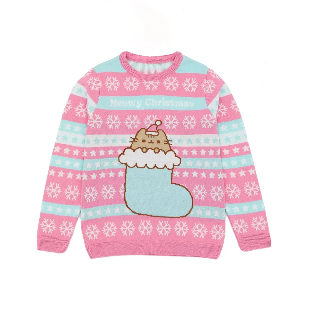 Детский рождественский джемпер с принтом Christmas Stocking Pusheen, Pink — фото 3