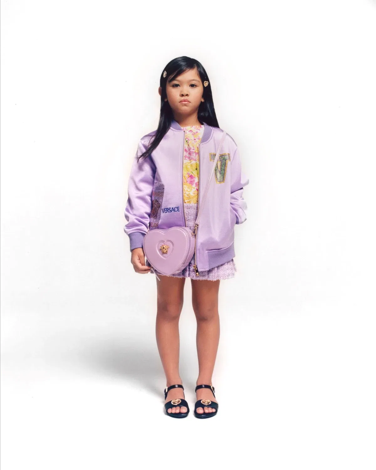 Куртка-бомбер с вышивкой Versace Kids, фиолетовый — фото 4