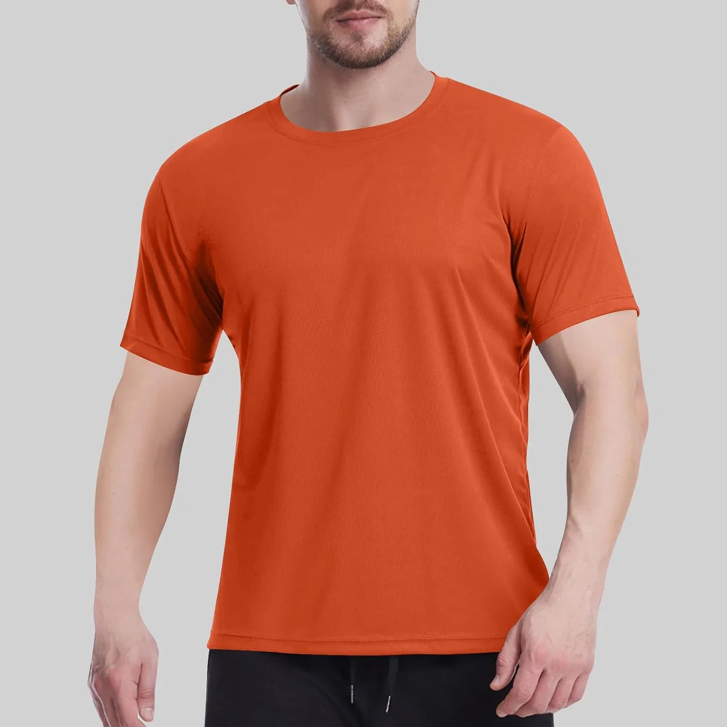 Мужская футболка с круглым вырезом для фитнеса, Orange — фото 2