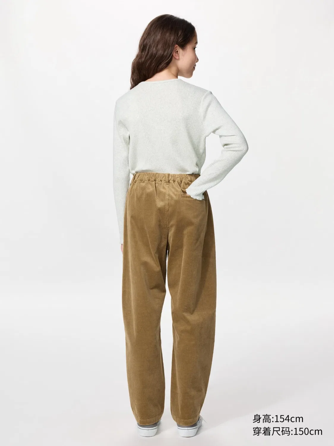 Детские брюки-клеш из вельвета Uniqlo, молочный — фото 4