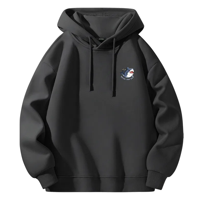 Детский худи с капюшоном средней плотности MINISO, Dark Gray (B Happy Shark Chest Logo)