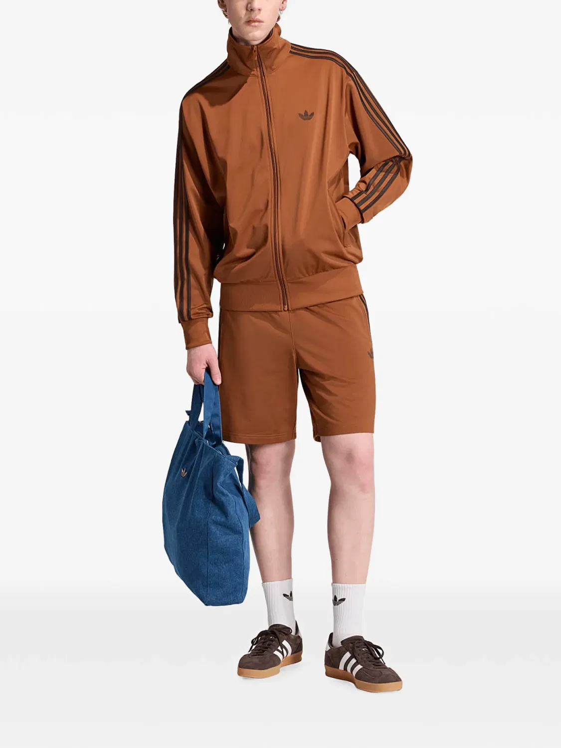 Шорты Firebird с боковой полосой Adidas, коричневый