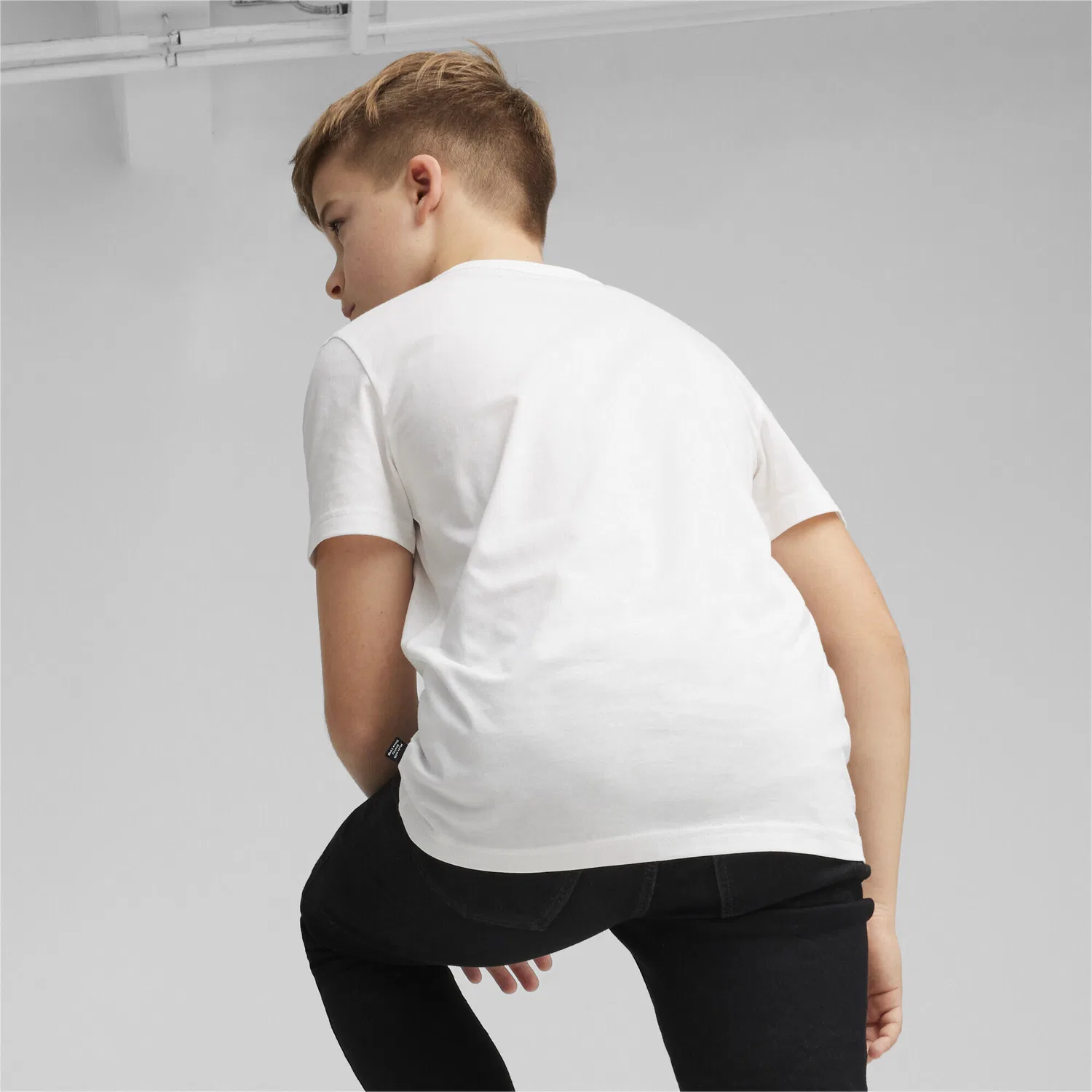 Детская футболка с принтом Essentials+ Two-Tone Logo Puma, White Lime Sheen Green — фото 3