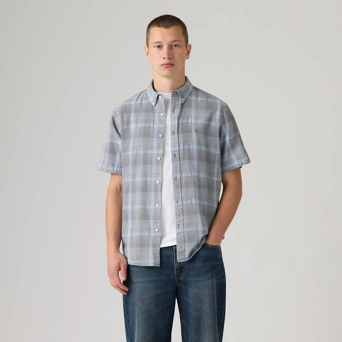 Настоящая рубашка с короткими рукавами на пуговицах Levi's, Bennett Plaid Moonlight Blue - Blue — фото 3