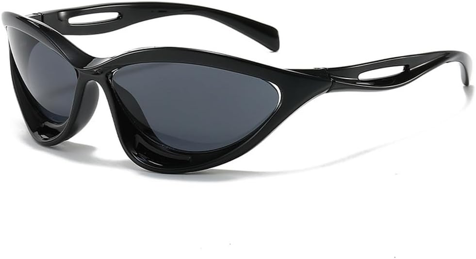 

Панк-солнцезащитные очки для женщин, роскошные солнцезащитные очки неправильной формы «кошачий глаз» для женщин, очки-маска с защитой от ультрафиолета UV400 TKKTLLT, Black Gray